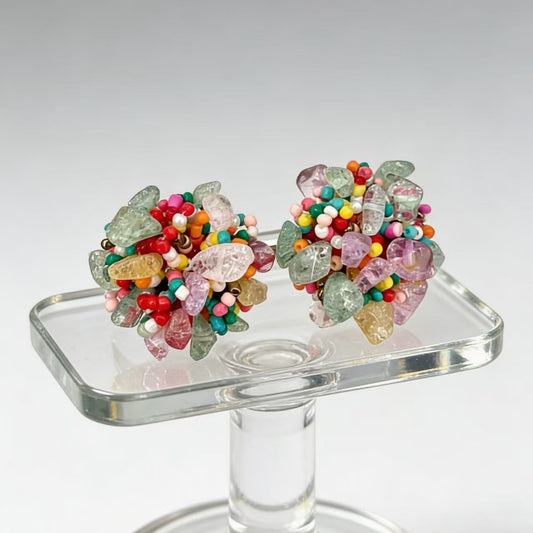 Grace Crystal Flower Color Beaded Petal Earrings
