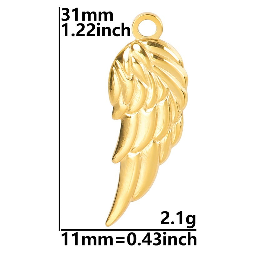 Color Golden Wings Stainless Steel Electroplating Mirror Necklace