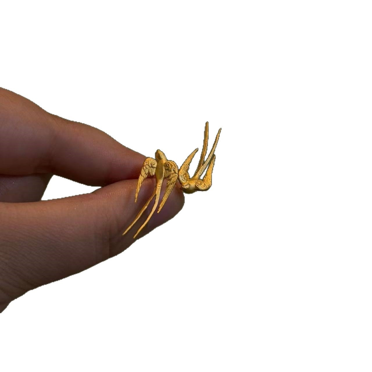 Women's Chinese Style Golden Auspicious Cloud Swallow Retro National Exquisite For Stud Earrings