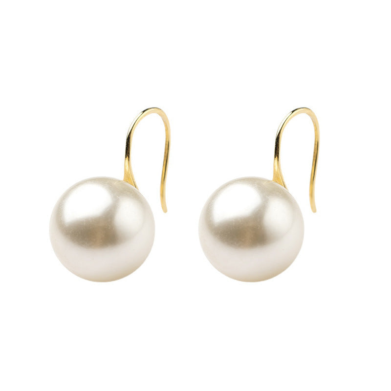 Women's Sterling Sier Pearl Classic Round White High-heeled Shoes French Ear Hook