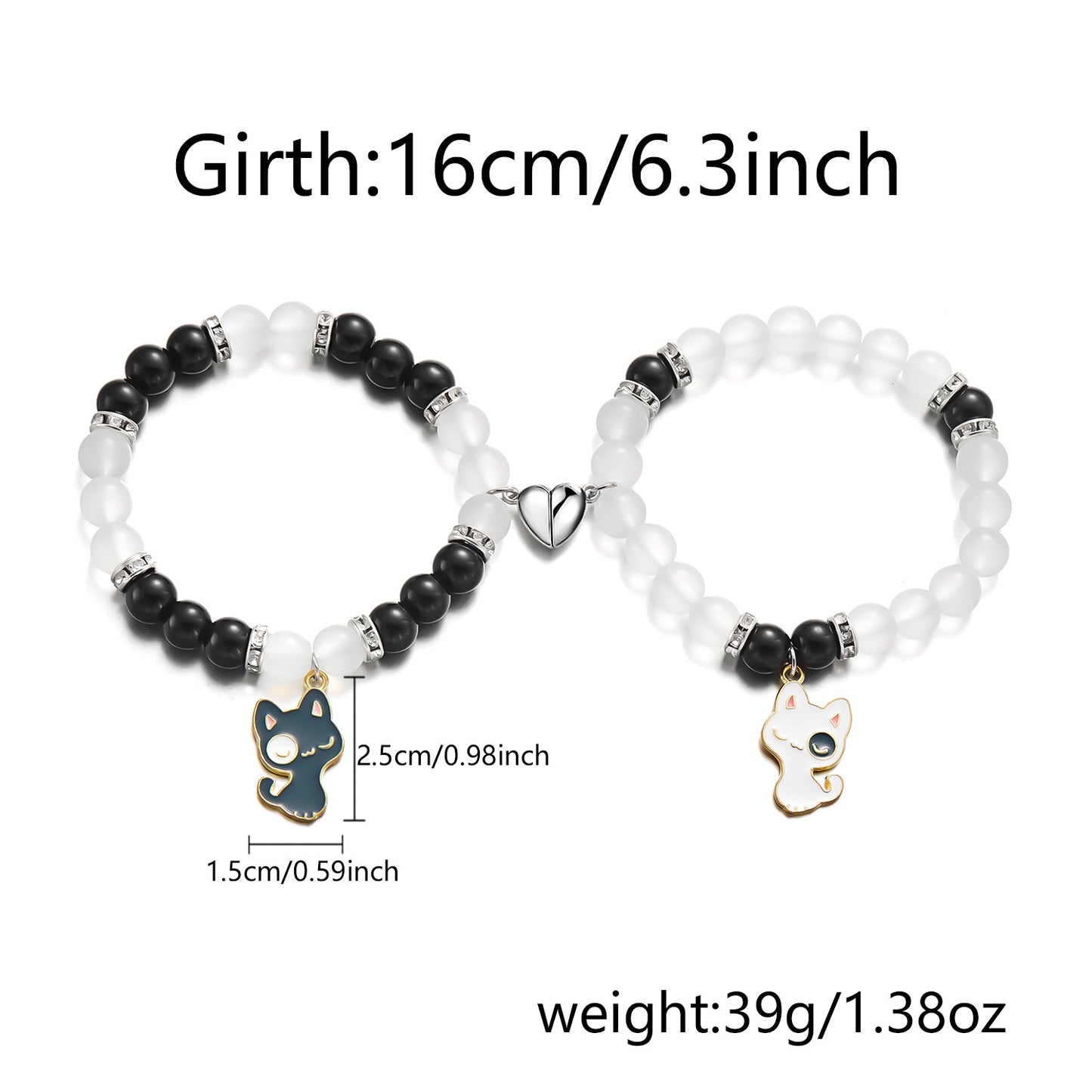 Magnetic Black White Package Suit Simple Bracelets