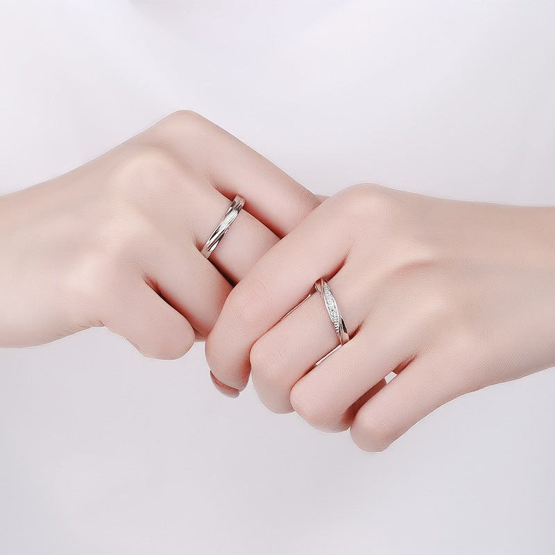 Fashion Love Couple Korean Style Simple Light Wave High Sense Ring
