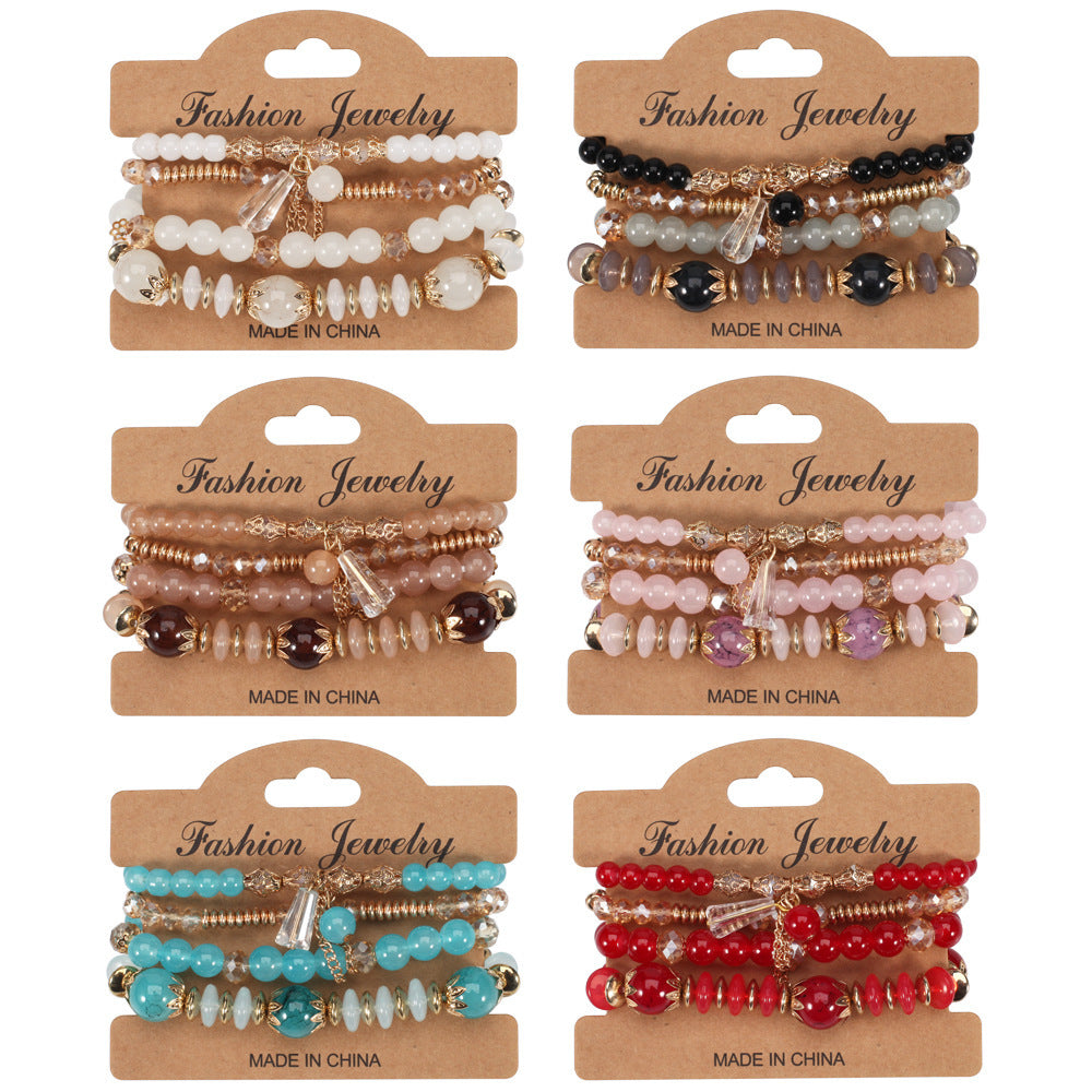 Bohemian Chain Tassel Colored Glass Crystal Bracelet