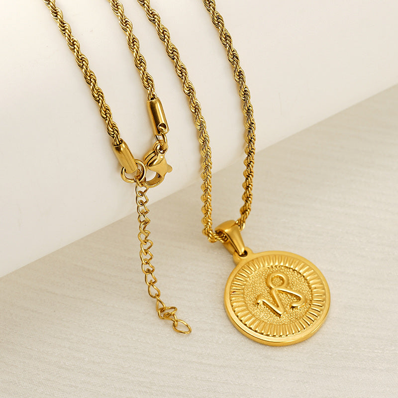 Round Constellation Female Twee Titanium Steel Necklaces