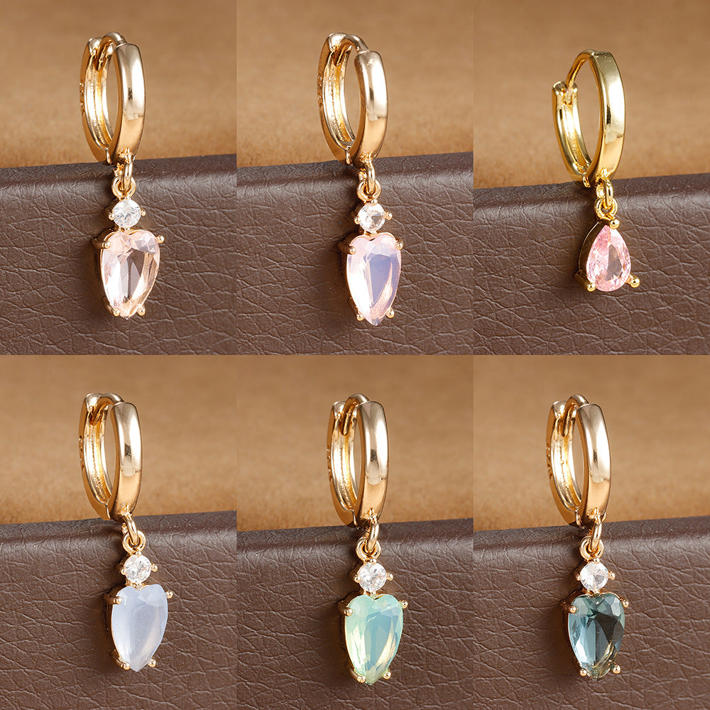 Heart-shaped Diamond Fashion Popular Creative Personality Earrings