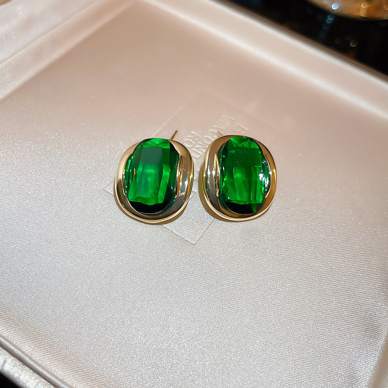 Needle Vintage Emerald Rhinestone Fashion Special Interest Light Earrings