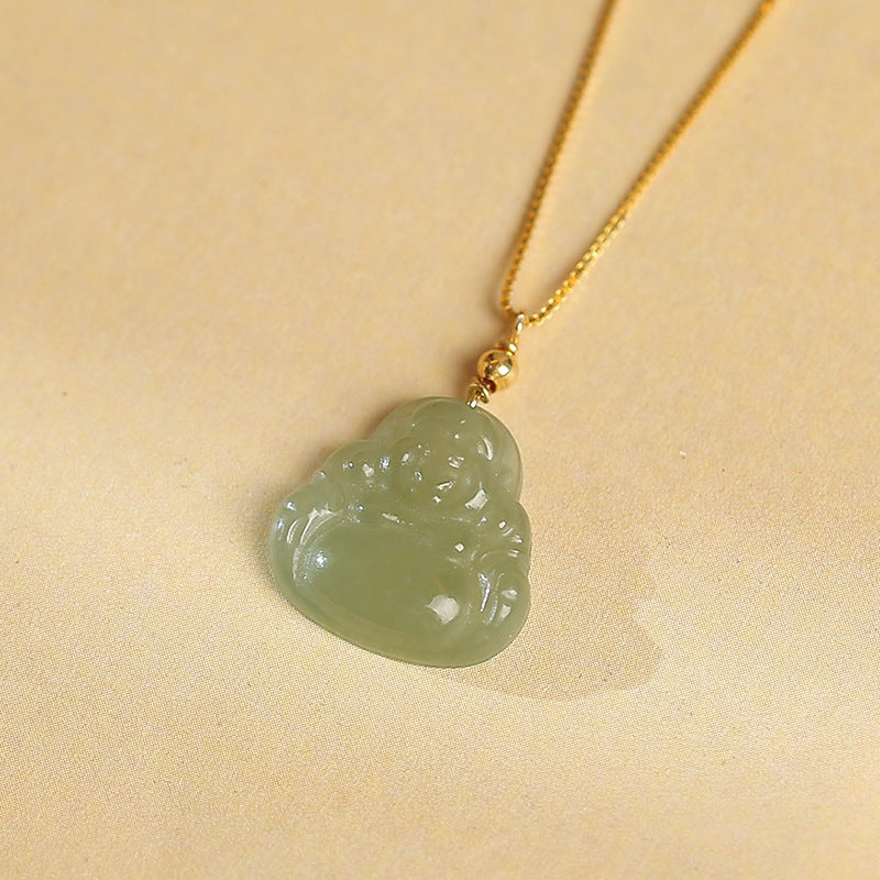 Women's Sier Middle-class Work Design High Sense Jade Clavicle Chain National Necklaces