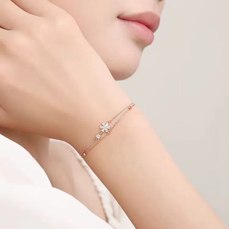 Women's Cherry Blossom For Design Trend Diamond Zircon Bracelet