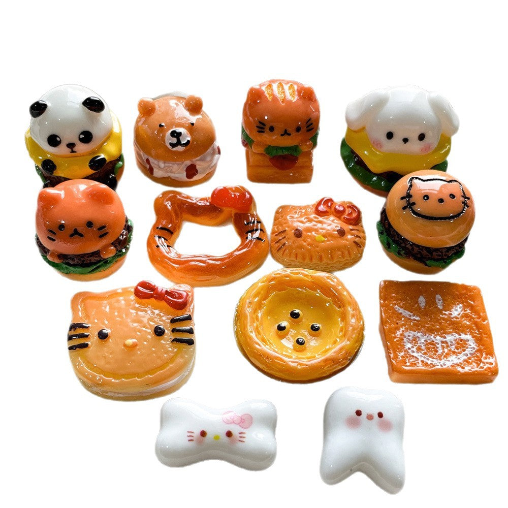Toy Panda Hamburger Cat Head Pizza Resin Jewelry Accessories