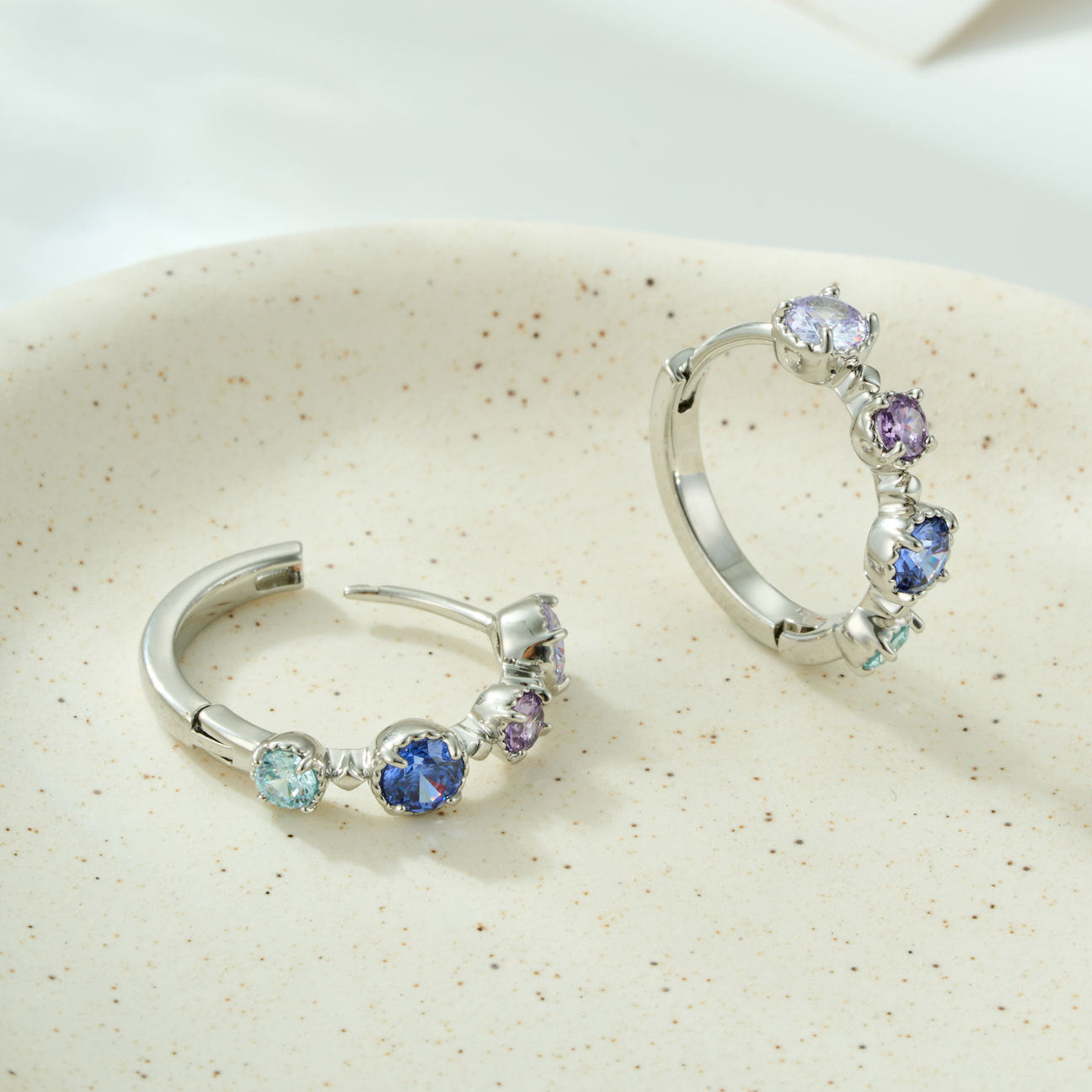 Contrast Color Mixed Zircon Copper Alloy Sweet Matching Earrings