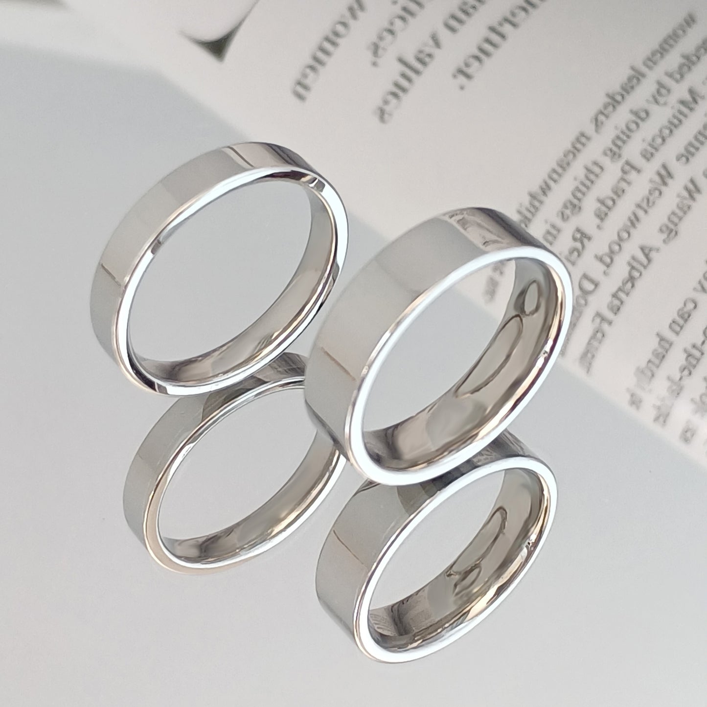 Fashion Simple Glossy Titanium Steel Lettering Rings