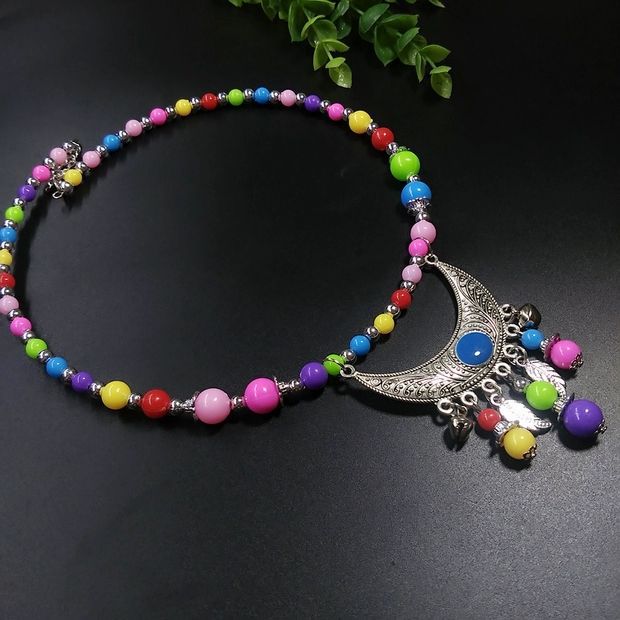 Colorful Beads Choker Sweater Chain Collarbone Collar