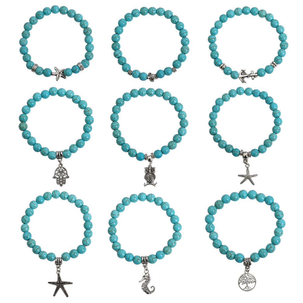 Turquoise Seahorse Starfish Turtle Owl Lucky Bracelet