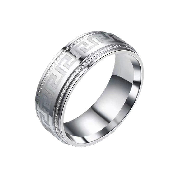 Men's Vintage Baked Fog Wen Titanium Steel Rings