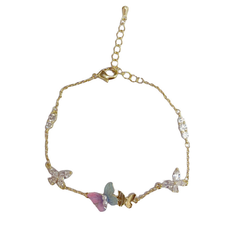 Sweet Zircon Butterfly Exquisite Light Luxury Unique Bracelet
