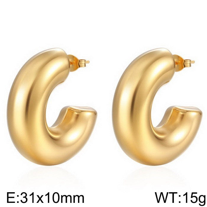 Design Chubby Water Drop Fashion Stainless Earrings