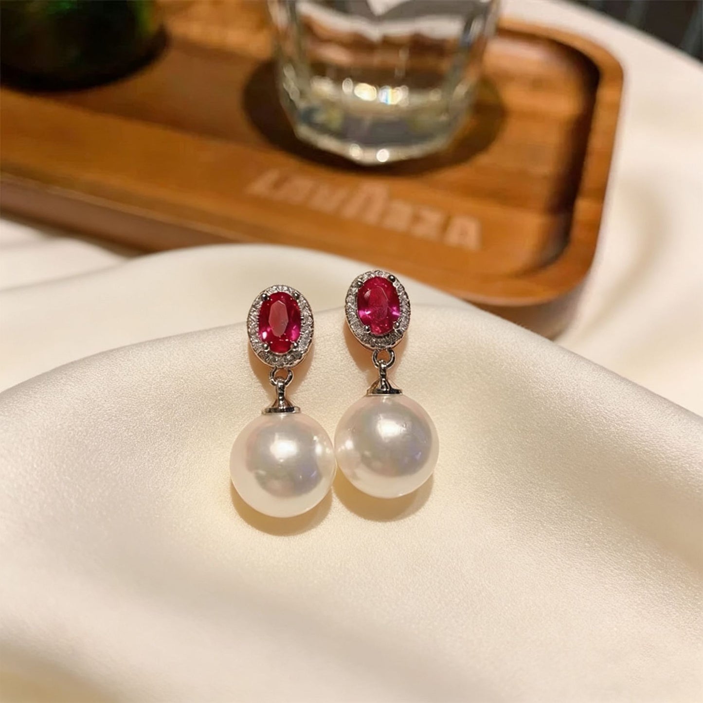 Women's Needle Aquamarine Pearl Special Interest Light Luxury Stud Earrings