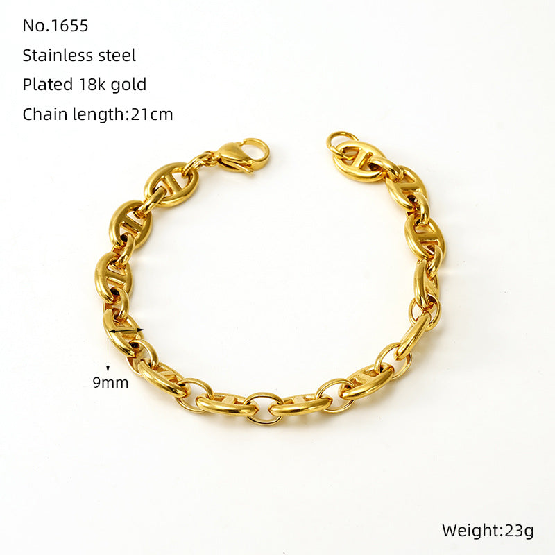 Women's & Men's Vachette Clasp Fashion Day Font Oval Bracelets