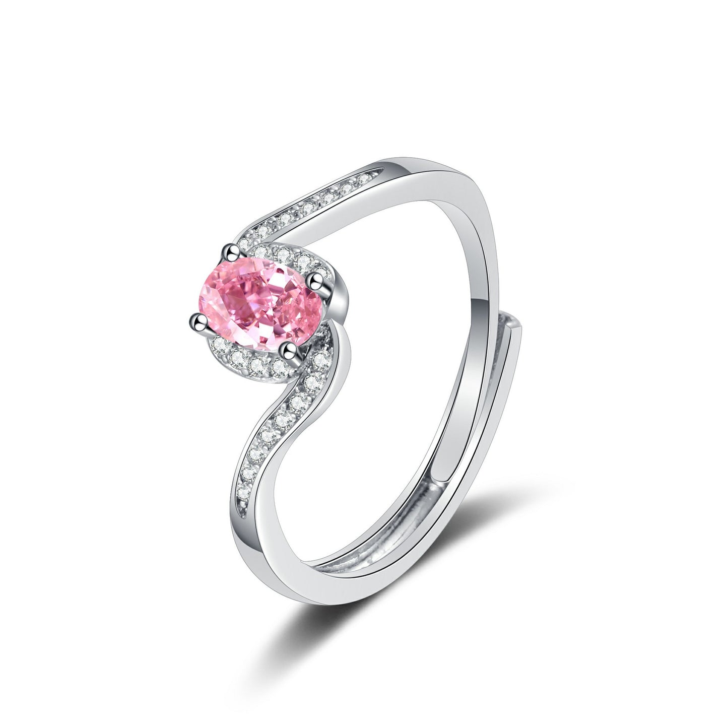 Exquisite Pink Love Heart-shaped Fashionable Personality Open Rings