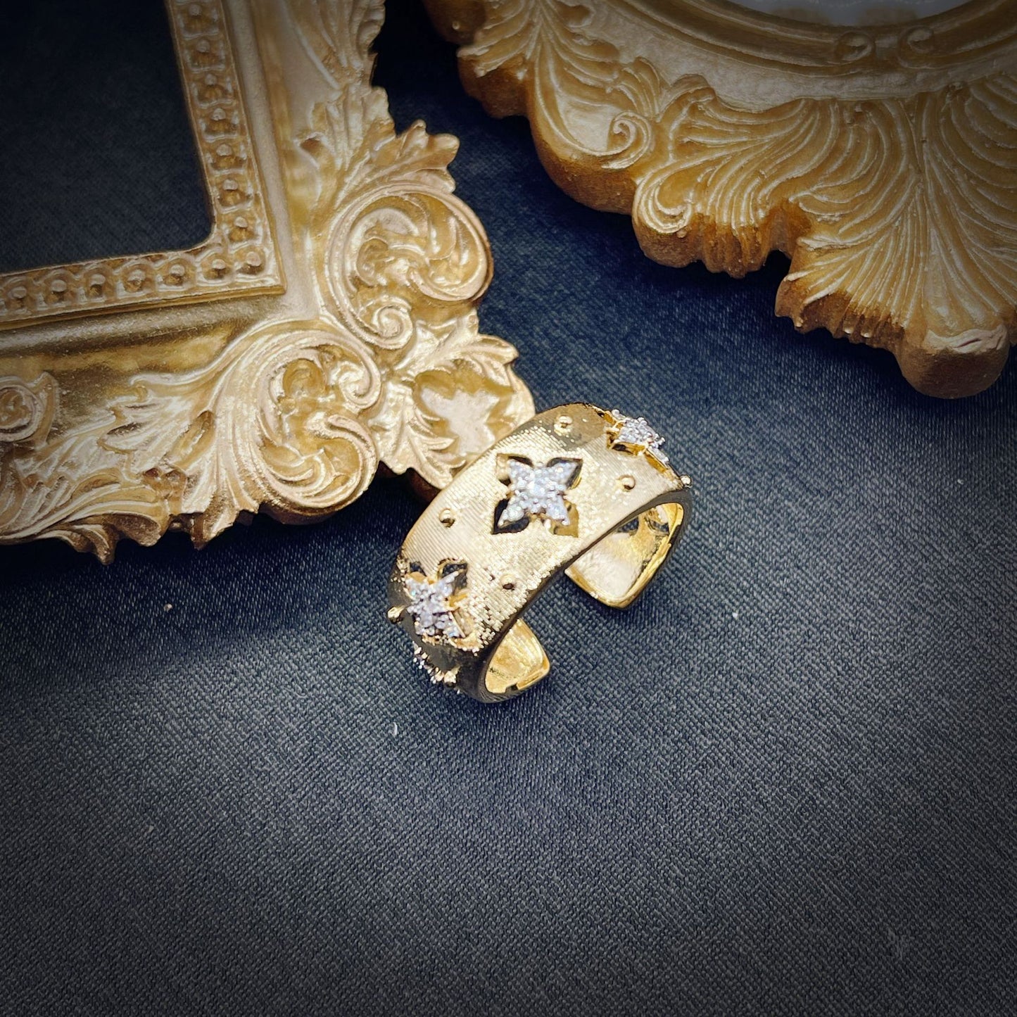 Handmade Brushed Palace Style Two-color Gold Craft Real Earrings