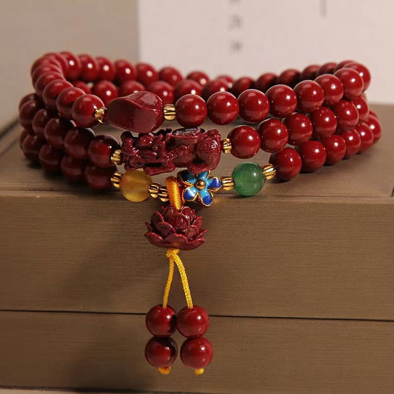 Women's Cinnabar Beads Three-circle Purple Gold Sand Bracelets