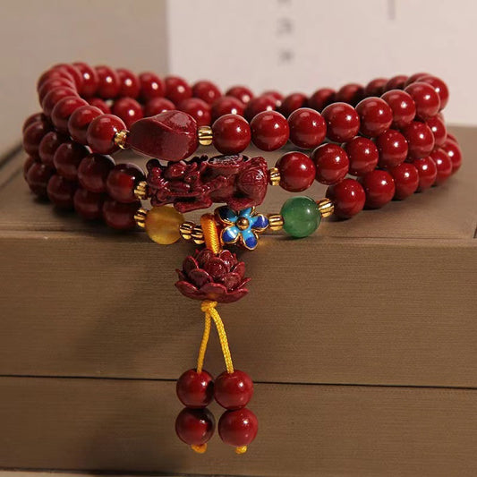 Women's Cinnabar Beads Three-circle Purple Gold Sand Bracelets