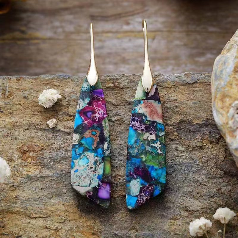 Bohemian Emperor Stone Geometric Popular Natural Earrings