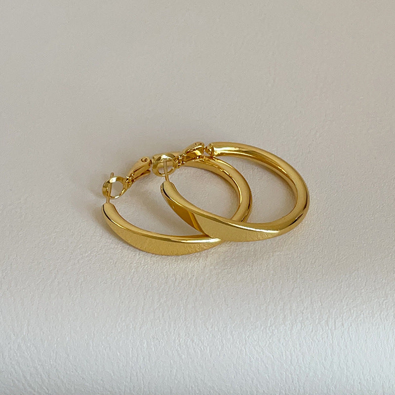 High-grade Geometric Glossy Ear Female Temperament Fashion Trend Commuting Exquisite Earrings