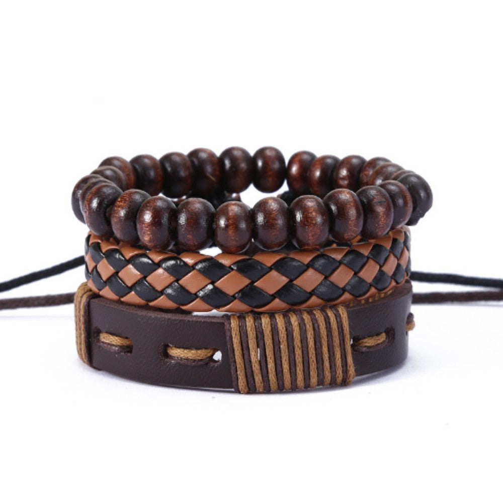 Simple Vintage Weave Punk Leather Carrying Bracelet