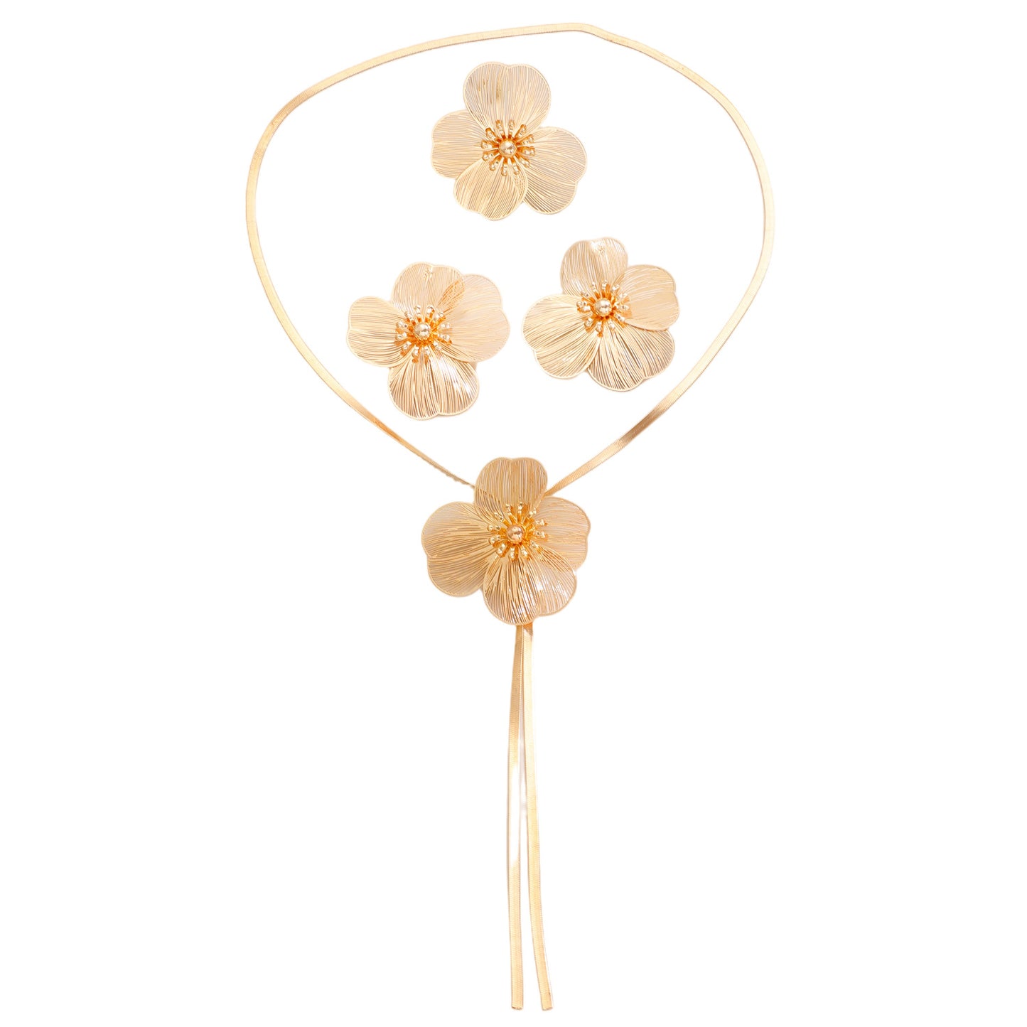 Golden Flower Ear Niche Advanced Design Jewelry Set