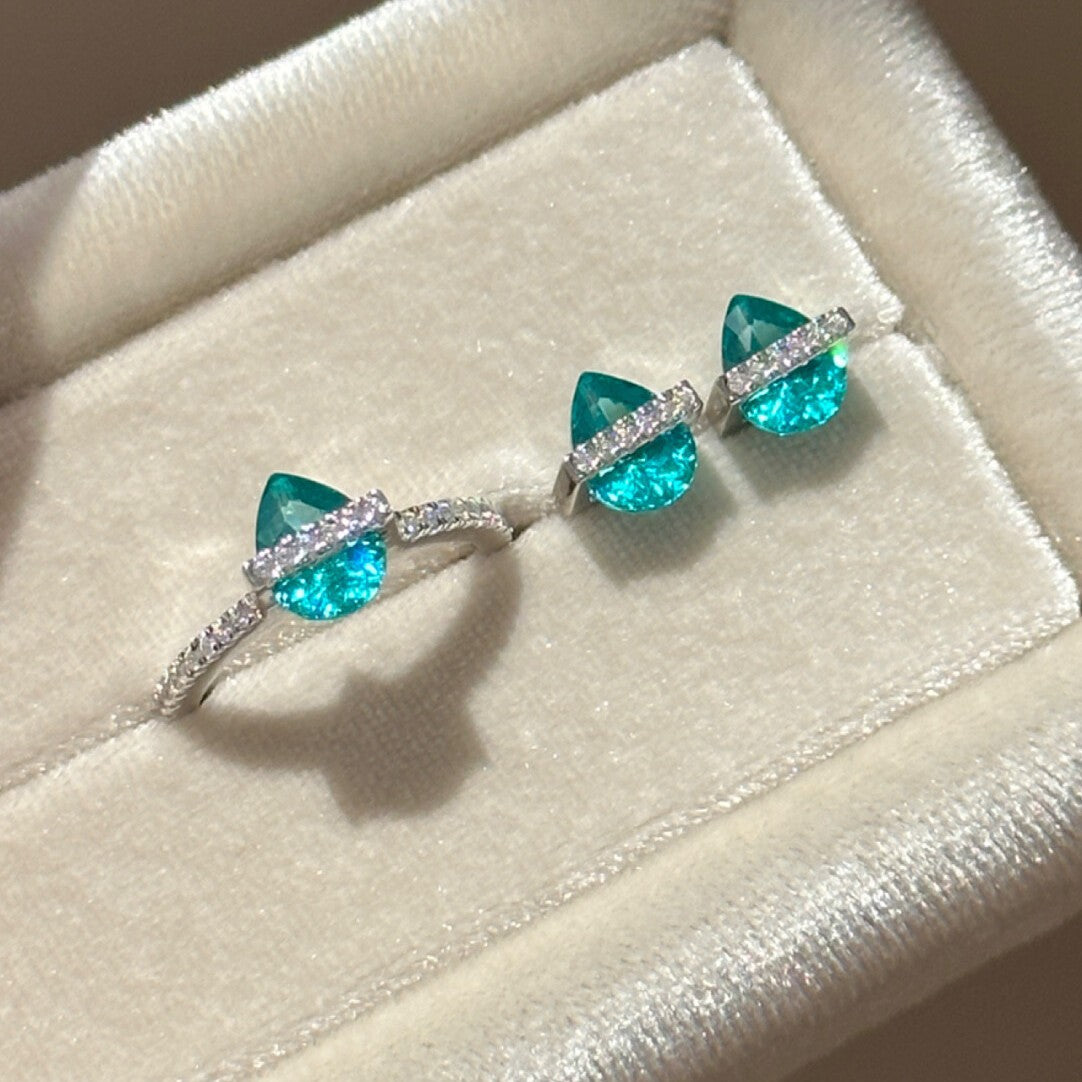 Planetary Water Drop Blue Drop-shaped Diamond Inlaid White Necklaces
