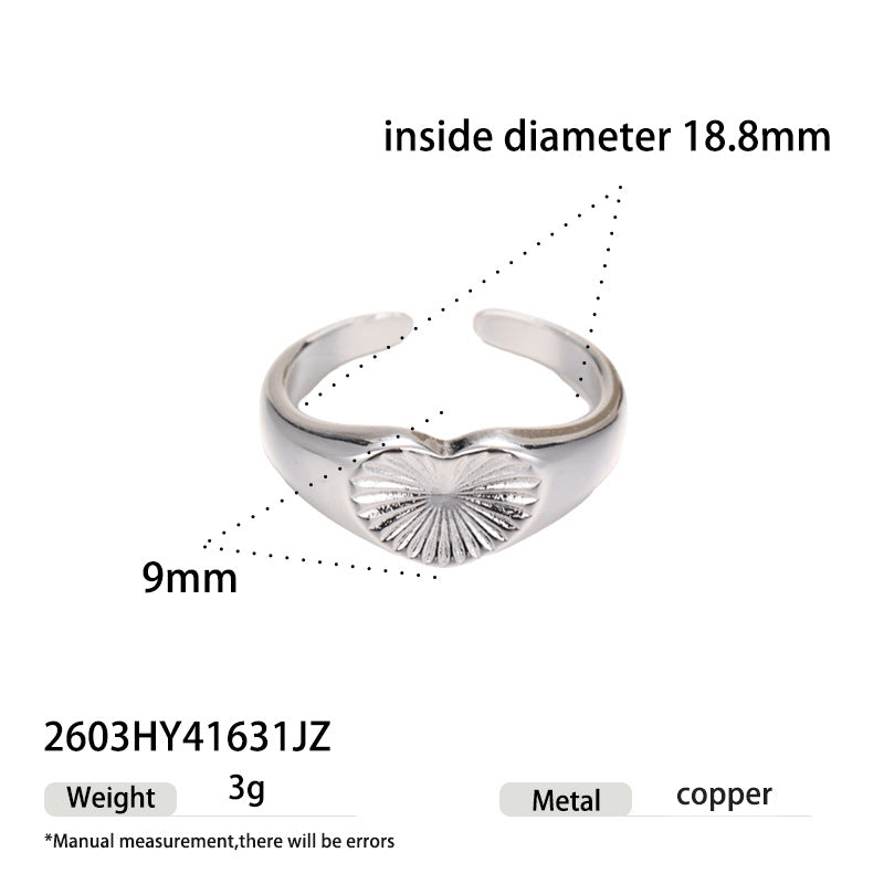 Commuter Design Slim Adjustable Opening Love Heart-shaped Ring