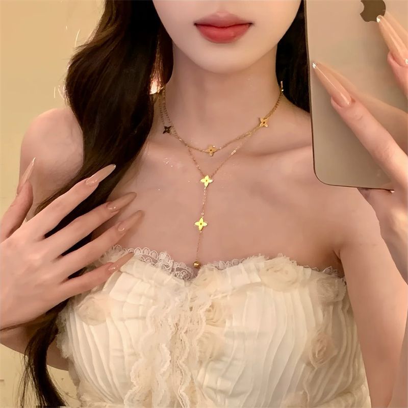 Dream Retro Double Gold Stars Twin Special Interest Light Luxury Necklaces