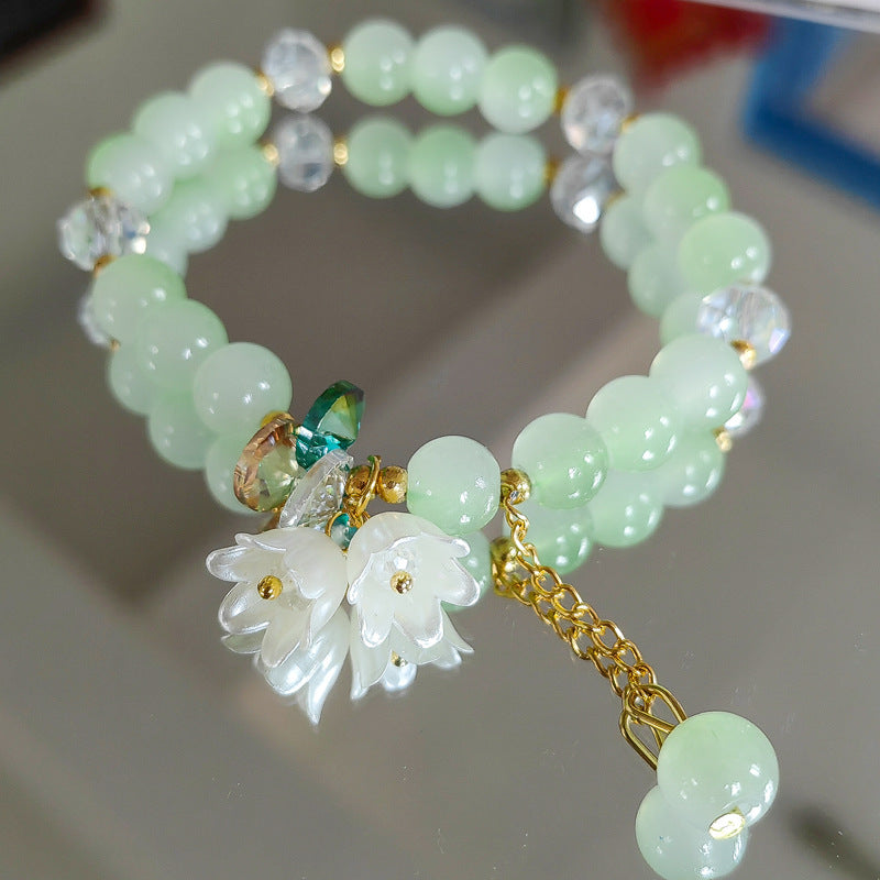 Two-color Lily Female Temperament Small Crystal Bracelet