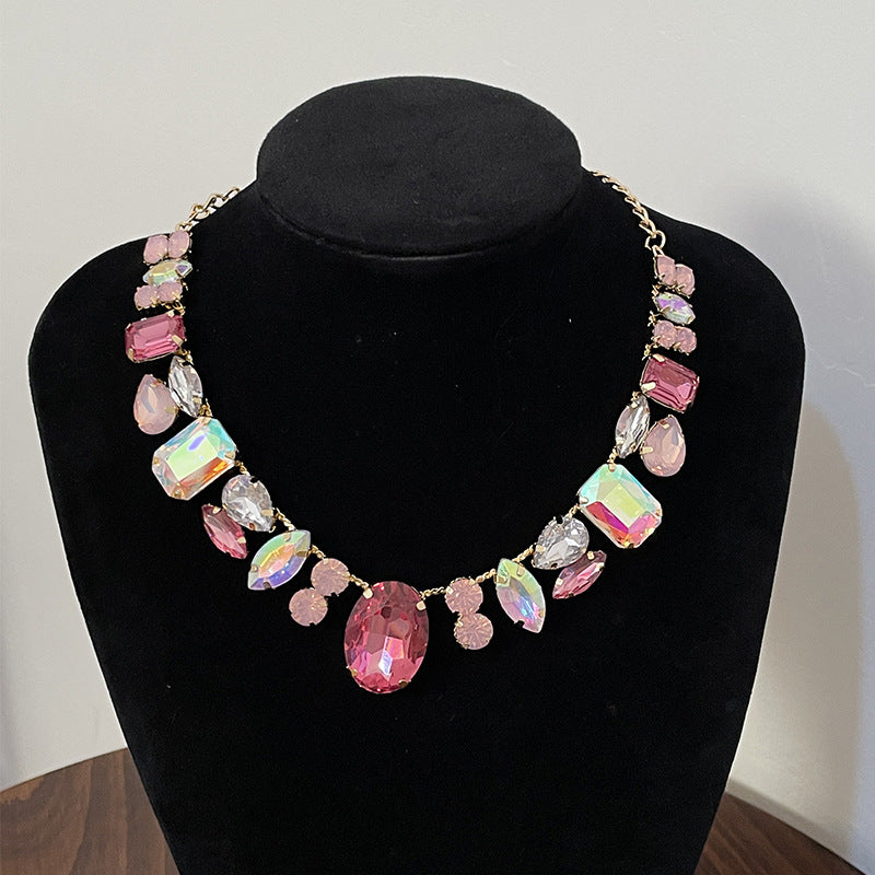 Women's Full Diamond Colorful Gem Fashion Banquet Super Necklaces