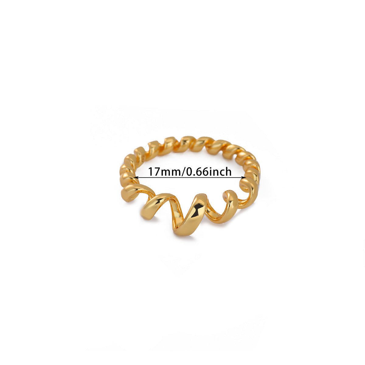 Twisted Line Design Unisex Gold-plated Simple Wave Ring