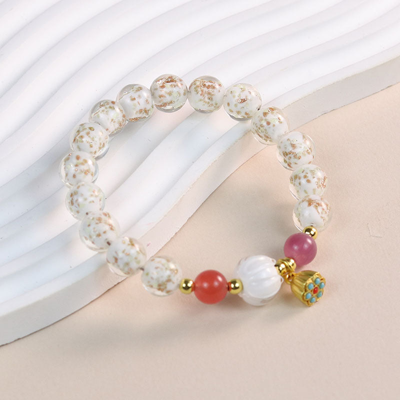 Female Fragrant Gray Colored Glaze Chinese Style Bracelet
