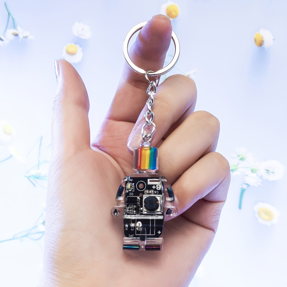 Hop Punk Small Robot Rainbow Multicolor Jewelry Accessories