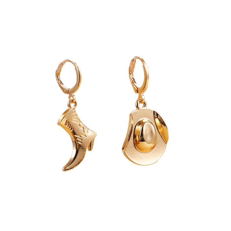 Alloy Cowboy Boot Hat Female Trend Earrings