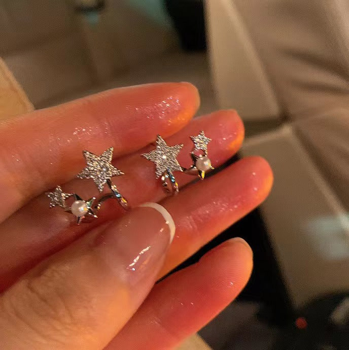 Women's Fashion Pearl Star Zircon For Design High-grade Light Earrings
