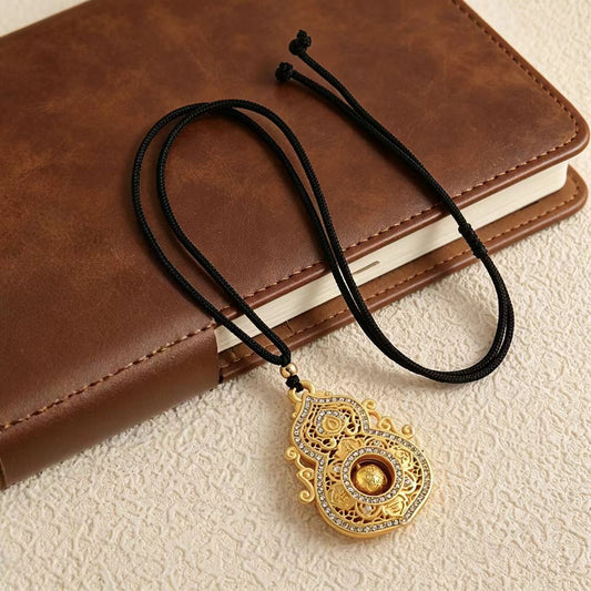 Fu Lu Chinese Sweater Chain Gold Necklace