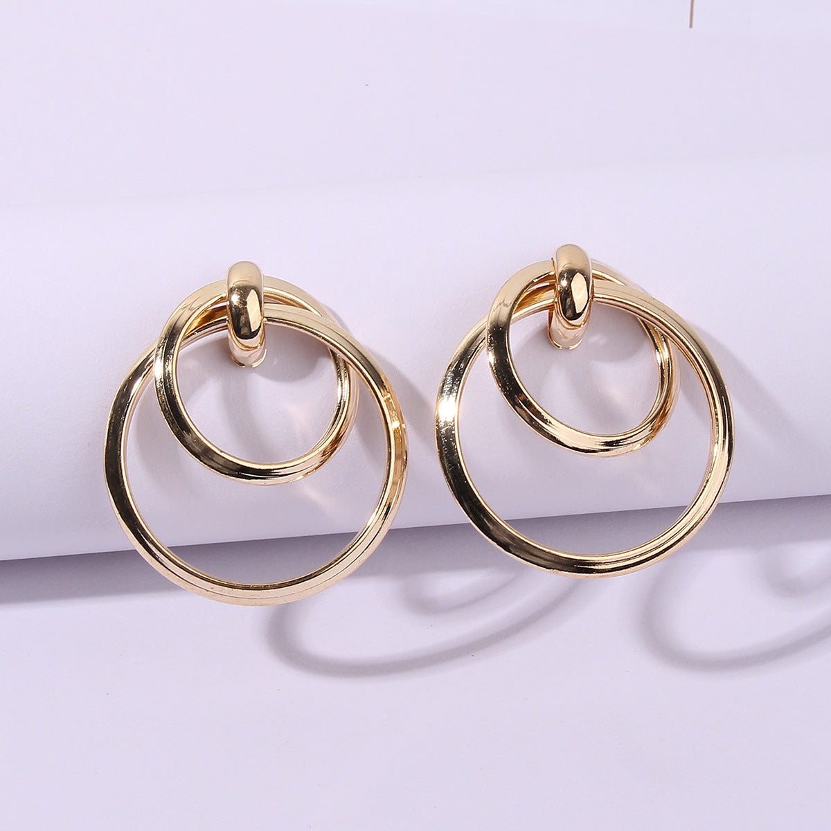Li Cute Fashion Geometry Pattern Eardrop Personality Double Layer Earrings