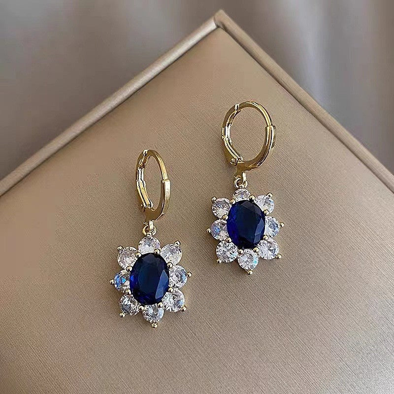 Temperament Female Blue Color Sier Exquisite Earrings