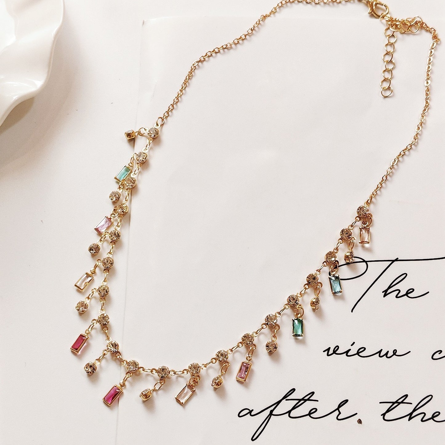 Women's Summer Style Rainbow Color Fringed Zircon Necklaces