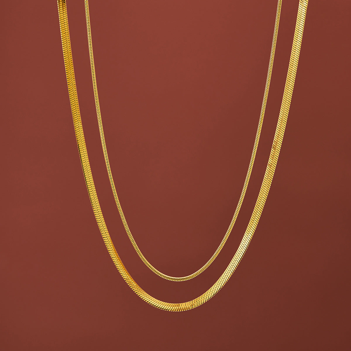 Fashion Retro Double Layer Snake Bone Twin Titanium Steel Bag Necklace