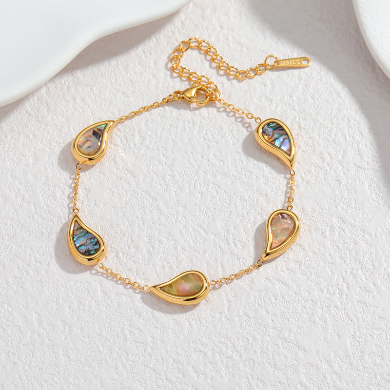 Gold Abalone Shell Water Drop Retro Fashion Bracelet