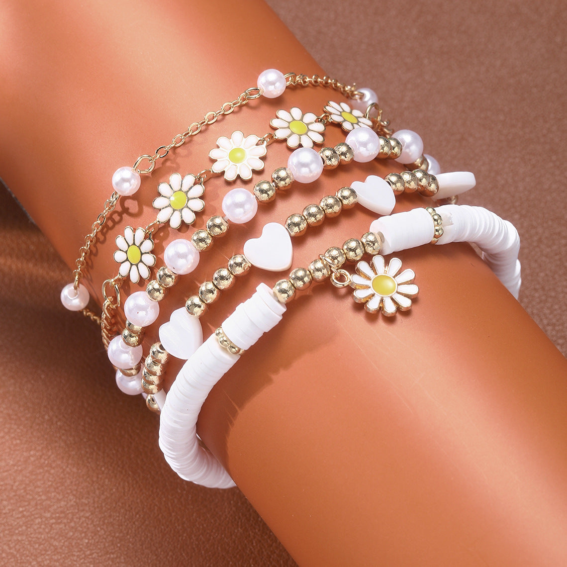 Geometric Daisy Flower Love Pearl Personality Trend Bracelets