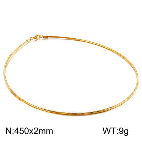 Women's Chain Round Stainless Steel Gold Personality Collar