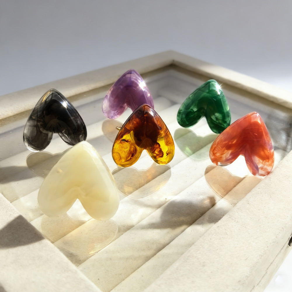 Resin Love Stainless Steel Open Personality Elegant Ring