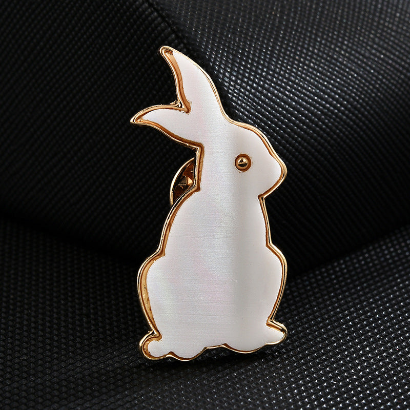 White Rabbit Note Rose Clothes Pin Brooches